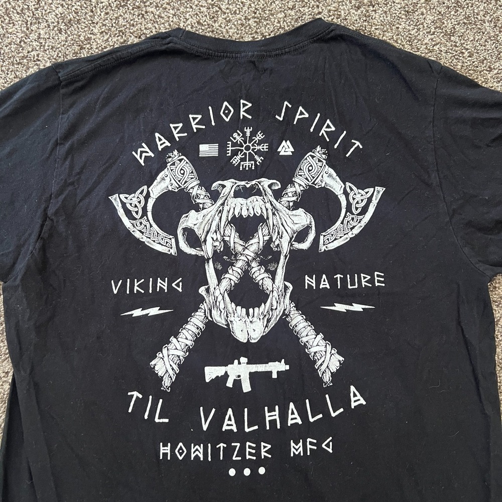 Howitzer MFG Men Large Shirt Warrior Spirit Valhalla Military Viking Black Rune